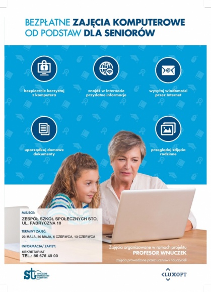 Uczniowie będą uczyli seniorów. Akcja „Profesor wnuczek” w Białymstoku BIZNES, Edukacja - Dwie białostockie szkoły społeczne włączyły się w ogólnopolską akcję edukacyjną „Profesor wnuczek”. To bezpłatne zajęcia komputerowe dla seniorów, które poprowadzą uczniowie i nauczyciele z tych szkół.