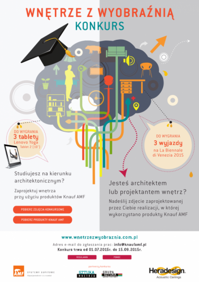 "Wnętrze z wyobraźnią" - ruszyła druga edycja konkursu Knauf AMF BIZNES, Kultura - Trwa druga edycja konkursu „Wnętrze z wyobraźnią" organizowanego przez firmę Knauf AMF. Nowością tegorocznej edycji są dwie ścieżki rywalizacji - osobna dla profesjonalnych architektów i dla studentów kierunków architektonicznych.
