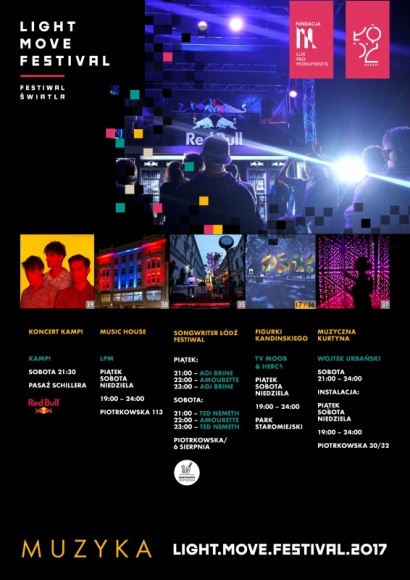 Kamp!, Ted Nemeth, Agi Brine. Muzyczne atrakcje na Light. Move. Festival. BIZNES, Kultura - Kamp!, Ted Nemeth, Wojtek Urbański, Agi Brine i Amourette – to artyści imprez muzycznych Light. Move. Festival., którzy zagrają na najbliższej edycji festiwalu światła.